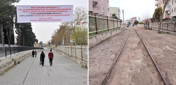 Buca'da demiryollarına döşenen taşlar söküldü